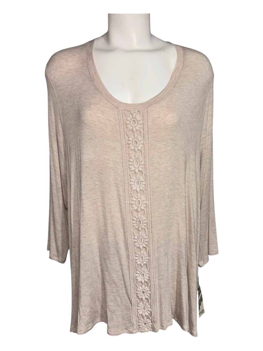Eye Shadow Women's Size 2X Oatmeal Colored Scoop Neck Tunic Top New With Tags